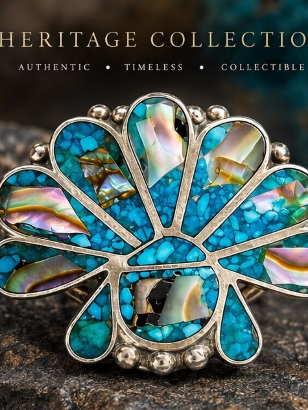 Vintage Taxco Mexico Marked 925 Sterling Turquoise Abalone Inlay Ring Size 6.5